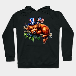 Coquette Highland Cow 4Th Of July Patriotic Animal Hoodie